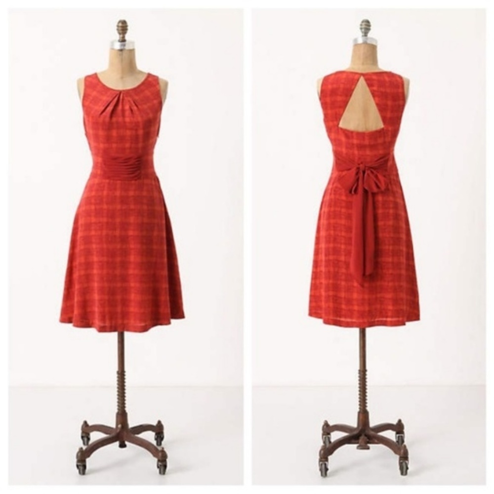 Savoy Red Plaid Silk Goji Dress